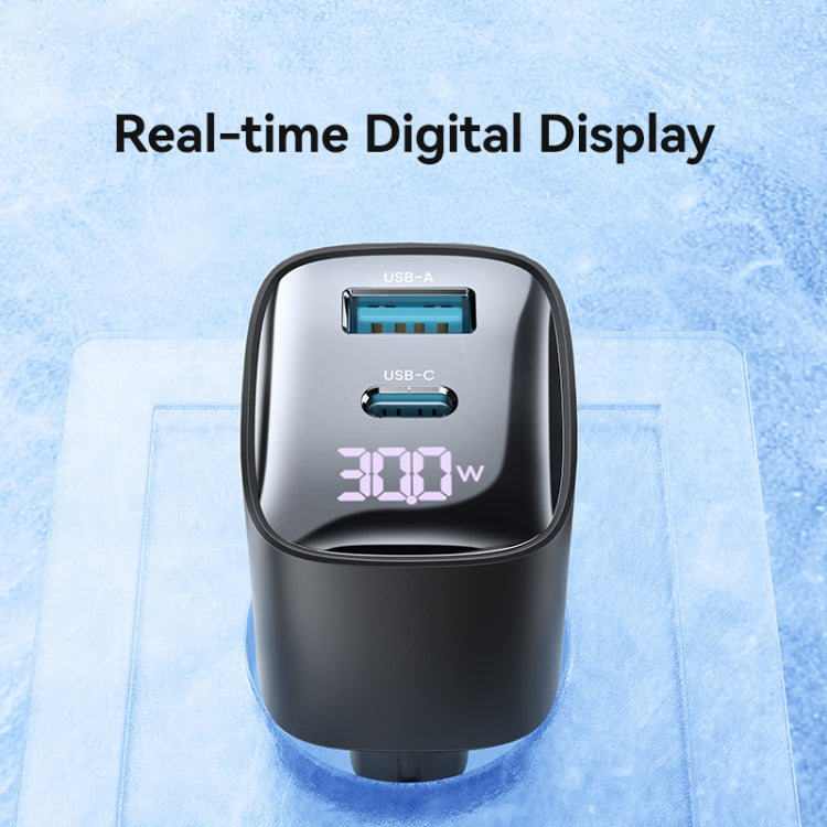 USAMS 30W GaN Dual Port Charger | USB-C + USB-A, PD3.0/QC3.0, Digital Display, EU Plug