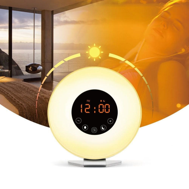 Sunrise Wake-Up Light Alarm Clock | FM Radio, 7 Alarm Sounds, Touch Control, USB
