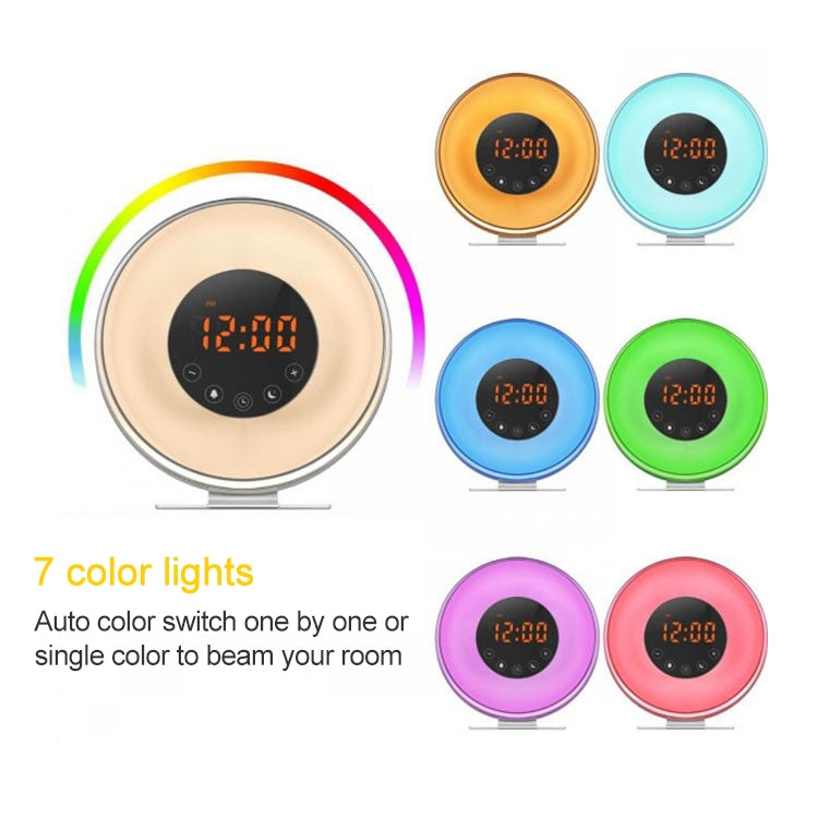 Sunrise Wake-Up Light Alarm Clock | FM Radio, 7 Alarm Sounds, Touch Control, USB