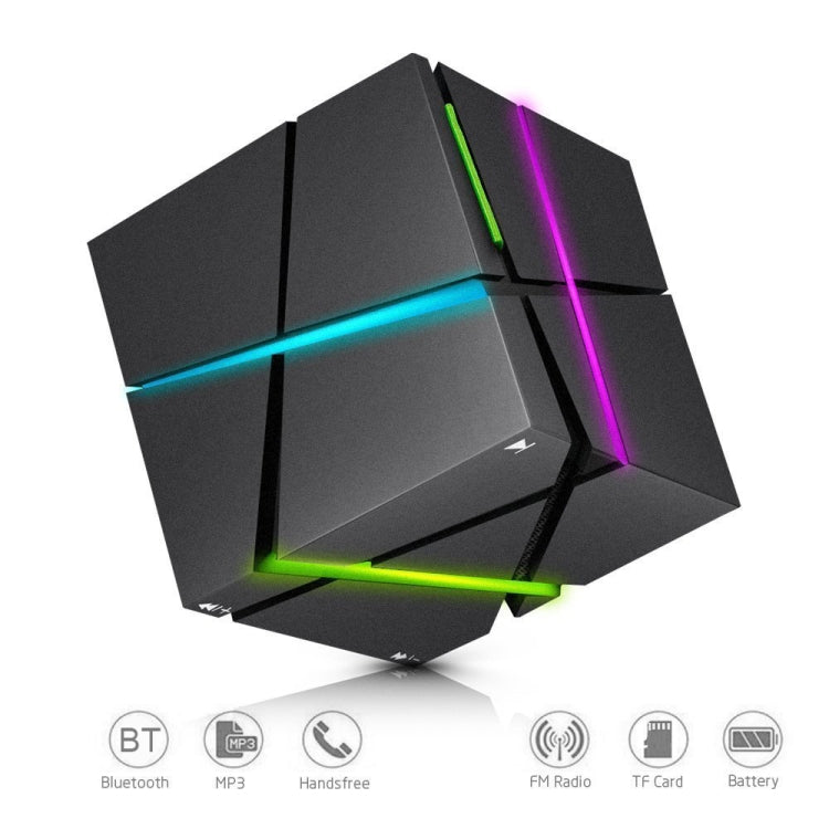 Qone Cube AI Voice Bluetooth Speaker | RGB Lighting, 3W Sound, FM Radio — Black / White / Blue / Pink