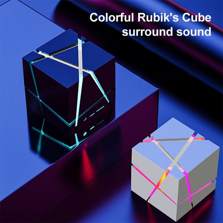 Qone Cube AI Voice Bluetooth Speaker | RGB Lighting, 3W Sound, FM Radio — Black / White / Blue / Pink