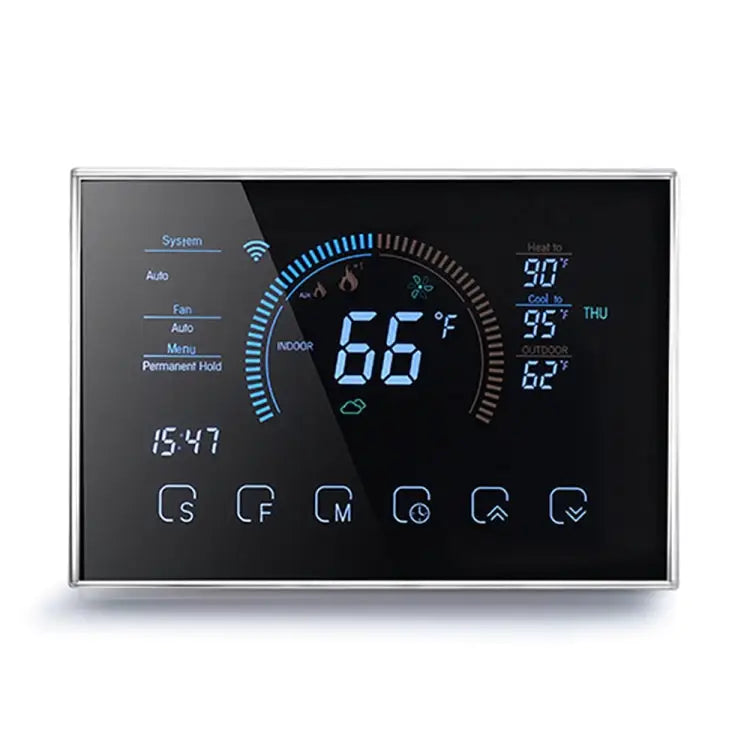 BHP-8000-WIFI-SS 3H2C Smart Home Heat Pump Round Room Brushed Mirror Housing Thermostat with WiFi, AC 24V, with WiFi