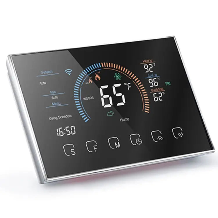 BHP-8000-WIFI-SS 3H2C Smart Home Heat Pump Round Room Brushed Mirror Housing Thermostat with WiFi, AC 24V, with WiFi