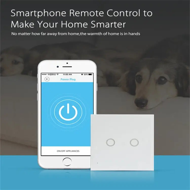 NEO Smart WiFi Light Switch | 2-Gang Touch Panel, EU, Tuya/Smart Life App, 2.4GHz