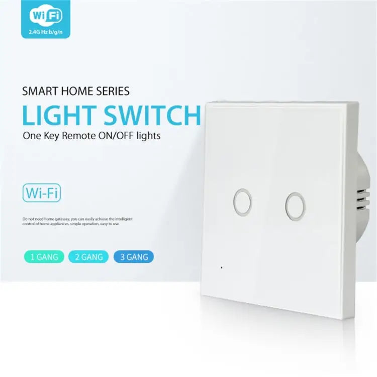 NEO Smart WiFi Light Switch | 2-Gang Touch Panel, EU, Tuya/Smart Life App, 2.4GHz