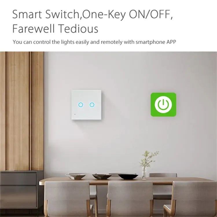 NEO Smart WiFi Light Switch | 2-Gang Touch Panel, EU, Tuya/Smart Life App, 2.4GHz