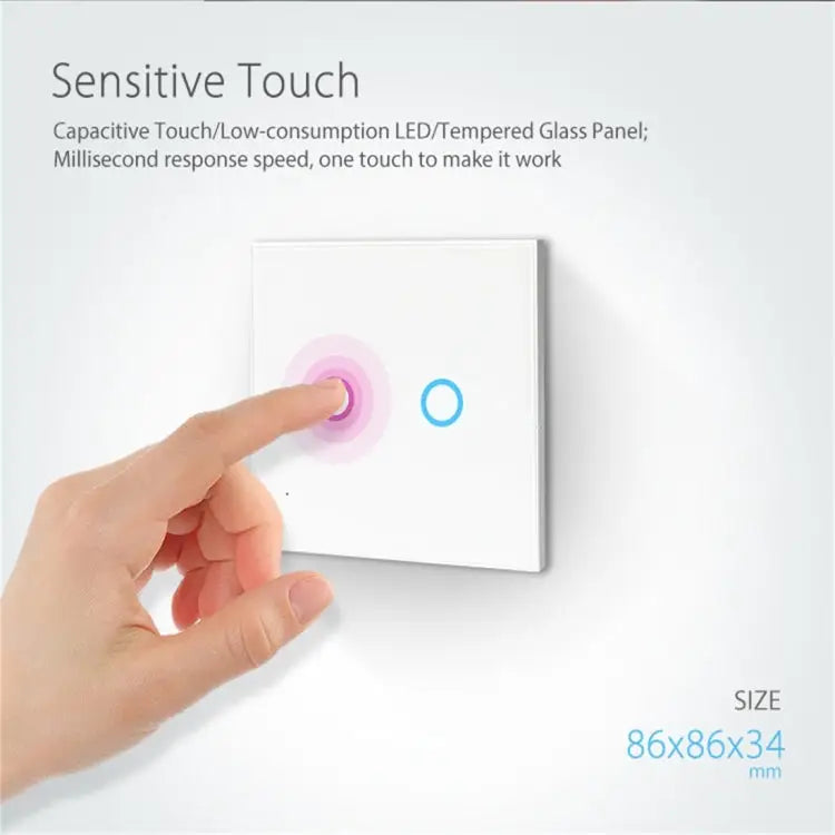 NEO Smart WiFi Light Switch | 2-Gang Touch Panel, EU, Tuya/Smart Life App, 2.4GHz