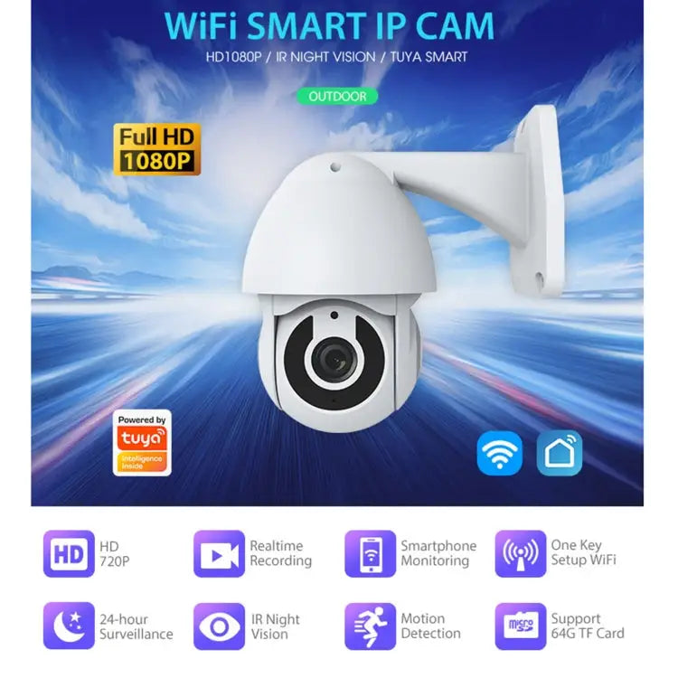 360° Outdoor Smart PTZ Security Camera | 1080P WiFi, Night Vision, Alexa & Google Home