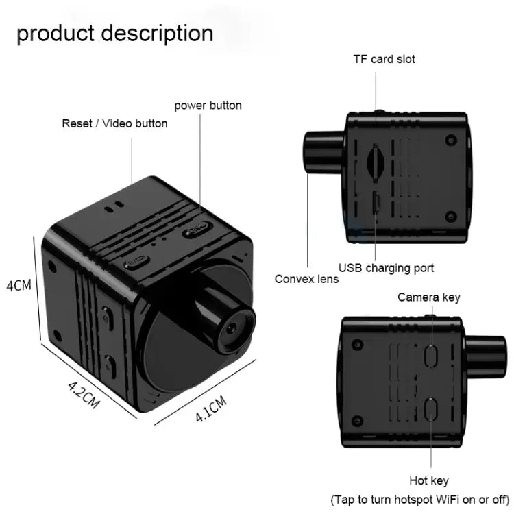 R89 HD 1080P Mini WiFi Spy Camera | 160° Wide Angle, Night Vision, Motion Detection, 12hr Battery