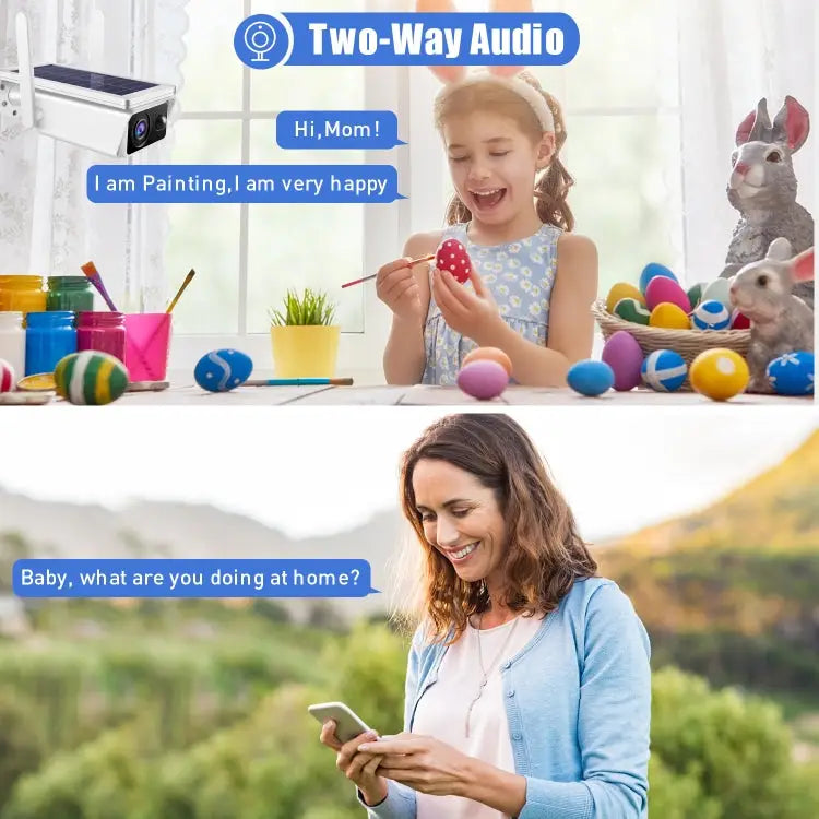 Solar Powered WiFi Security Camera | 1080P HD, IP66 Weatherproof, Night Vision, Two-Way Audio