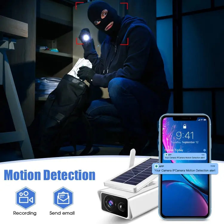 Solar Powered WiFi Security Camera | 1080P HD, IP66 Weatherproof, Night Vision, Two-Way Audio